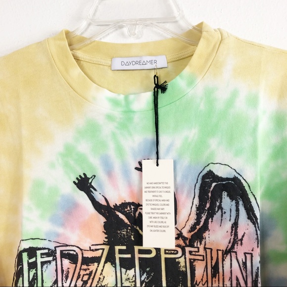 Daydreamer Led Zeppelin Icarus Tie Dye Tee in Faded Neon - Picture 4 of 10
